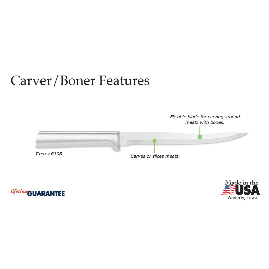 Rada Cutlery R108 Carver/Boner with Aluminum Handle, Silver