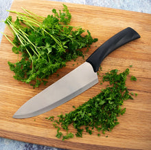 The Anthem French Chef Knife has a large cutting surface that rocks back and forth, making dicing and mincing easy and enjoyable, while the offset handle keeps your knuckles safely away from the super-sharp blade.  Our Anthem Wave series offers more than just stylish handles. All Anthem Wave knives combine our famous, super-sharp Rada blades with reimagined handles featuring modern style, an ergonomic grip, and a balanced weight that feels great in your hand. All Rada knives are backed by our Lifetime Guara