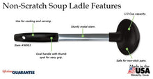 W983 Rada Non-Scratch Soup Ladle Black Handle - CEG & Supply LLC