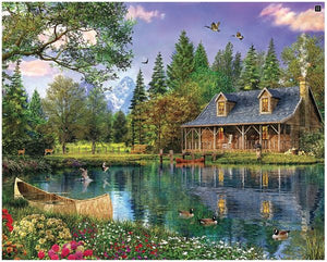 Mountain Cabin Puzzle - 1000 Piece Puzzle - White Mountain Puzzles - CEG & Supply LLC